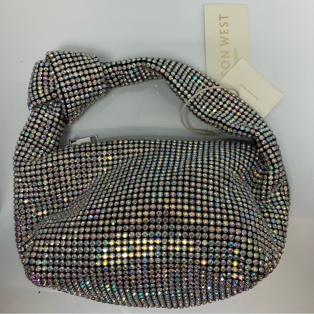 Madison West Knotted Aurora Boraelis Rhinestone Dumpling-style Evening Handbag - Picture 13 of 16